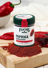 Fuchs Gewürze - Paprika geräuchert gemahlen - rauchiger Gesmack für BBQ, Gulasch eller Tofu - naturlige ingredienser - 60 g i wiederverwendbarer, genbrugsbarer Dosis