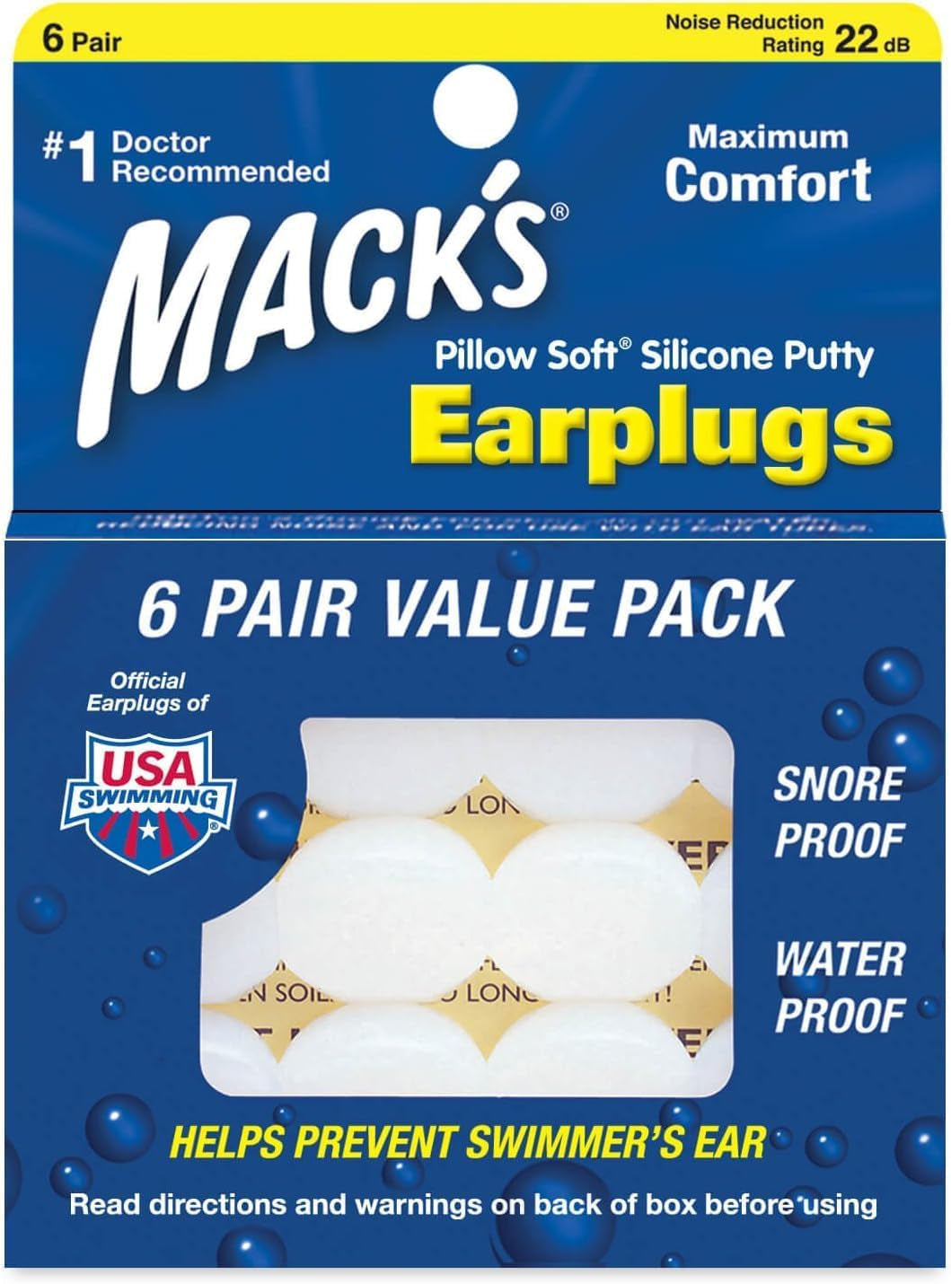 MACK'S Pillow Soft silicon dopuri de urechi, 6 perechi Perne ortopedice cervicale Naty Shop Alb 6 Stück (3Er Pack)