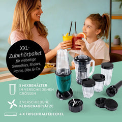 Gourmetmaxx Mr Magic Blender, Smoothie Maker med Xxl Naty Shop tilbehørspakke