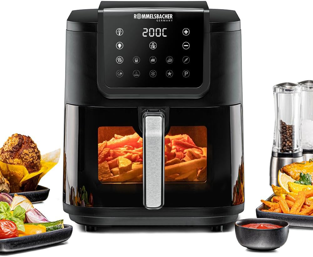 ROMMELSBACHER Varmluftfrituregryde med vindue FRH 1700, 10 programmer, lydløs Hvidevarer Naty Shop 8 liter