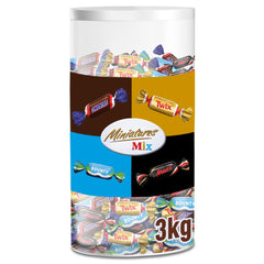Blanding af miniaturer, Mars, Snickers, Bounty & Twix, Klassiske barer i miniformat, 296 barer, 3 kg chokolade slik Naty Shop