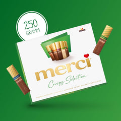 merci Finest Selection Mandel Crunch Variety – 1 x 250 g – Raffinerede specialiteter med nødder og chokolade – Fyldte og ufyldte praliner