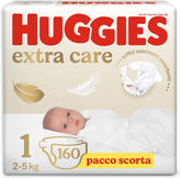 Huggies Extra Care Babybleer, størrelse 1 (2-5 kg), Super Absorbent, Disney Design, Bulk Pack, 160