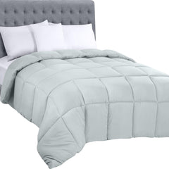 Plapumă Utopia Bedding pentru toate anotimpurile, 250 g/m², pluș, umplutură din fibre siliconizate, pat dublu, cusută în cutie (pat dublu, XL, gri deschis) Plapumi si pilote Naty Shop Alb Twin (pachet de 1)