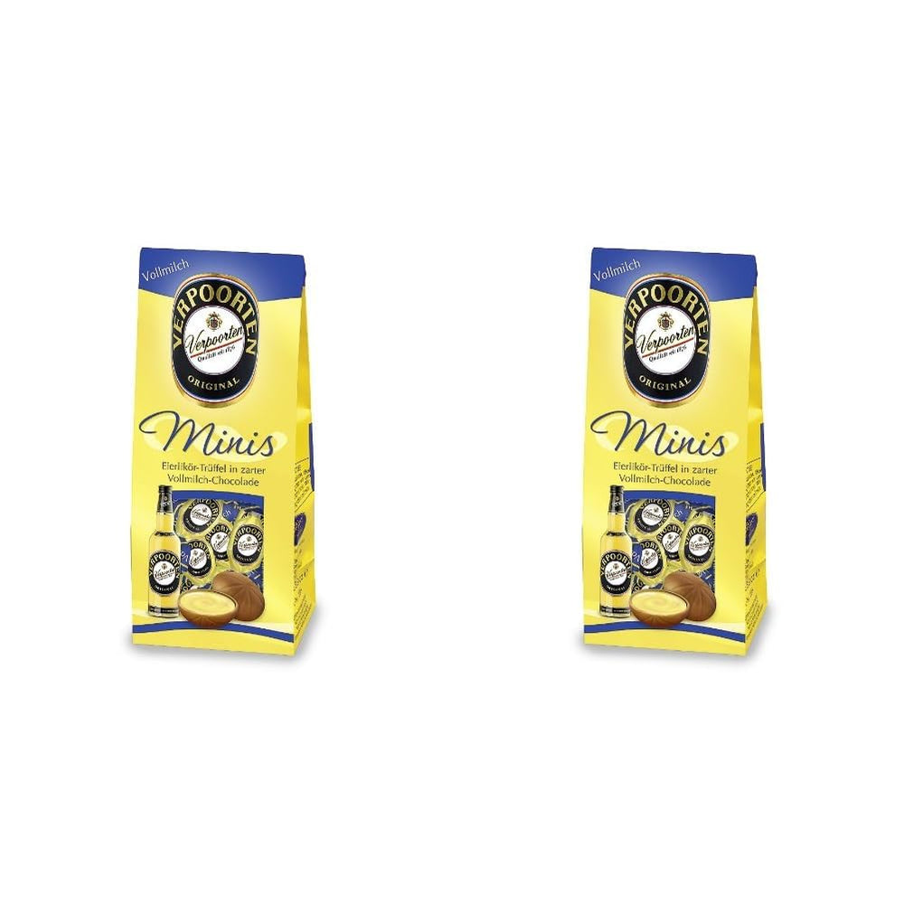 RCP Verpoorten Minis, æggesnapstrøfler, alpin mælkechokolade, flydende fyld, indeholder alkohol, fantastisk gave, 110 g (pakke med 2)