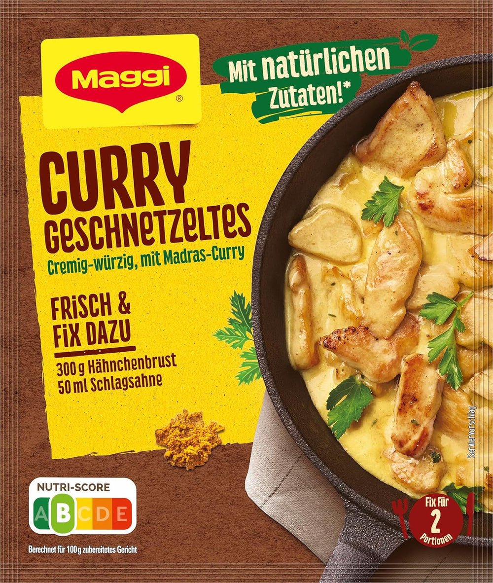 MAGGI Fix für Curry Geschnetzeltes, Würzmischung, mit natürliche Ingredient*, for 2 Portions, 1er Pack (1 x 41g)