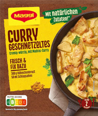 MAGGI Fix für Curry Geschnetzeltes, Würzmischung, mit natürliche Ingredient*, for 2 Portions, 1er Pack (1 x 41g)
