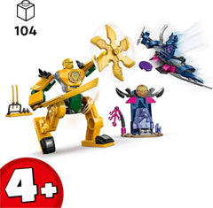 LEGO NINJAGO Arins Battle Mech, Ninja legetøj til børn fra 4+ år Med figurer Inkl. Arin med mini katana, actionfigurer og mekanismer, lille gave til drenge og piger 71804 Byggesæt Besuche den LEGO-Store