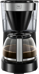 Melitta Easy Top – Espressor cu filtru și carafă din sticlă, pentru până la 10 cești de cafea, din oțel negru/inox