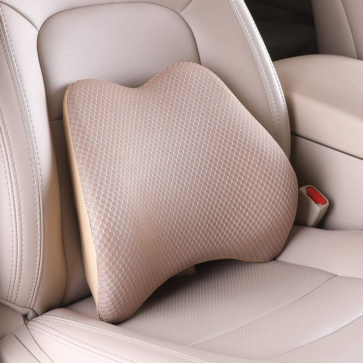 Livtribe pernă lombară auto, pernă de suport lombar din spumă de memorie, pernă ergonomică pentru spătar pentru scaune auto, scaun de birou, scaun cu rotile (negru) Perne lombare Naty Shop Bej Mare