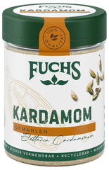 Fuchs Gewürze - Kardamom gemahlen - Gewürz für Glühwein oder Fleischgerichte wie Roastbeef oder Schweinebraten - natürliche Zutaten - 50 g in wiederverwendbarer, recyclebarer Dose