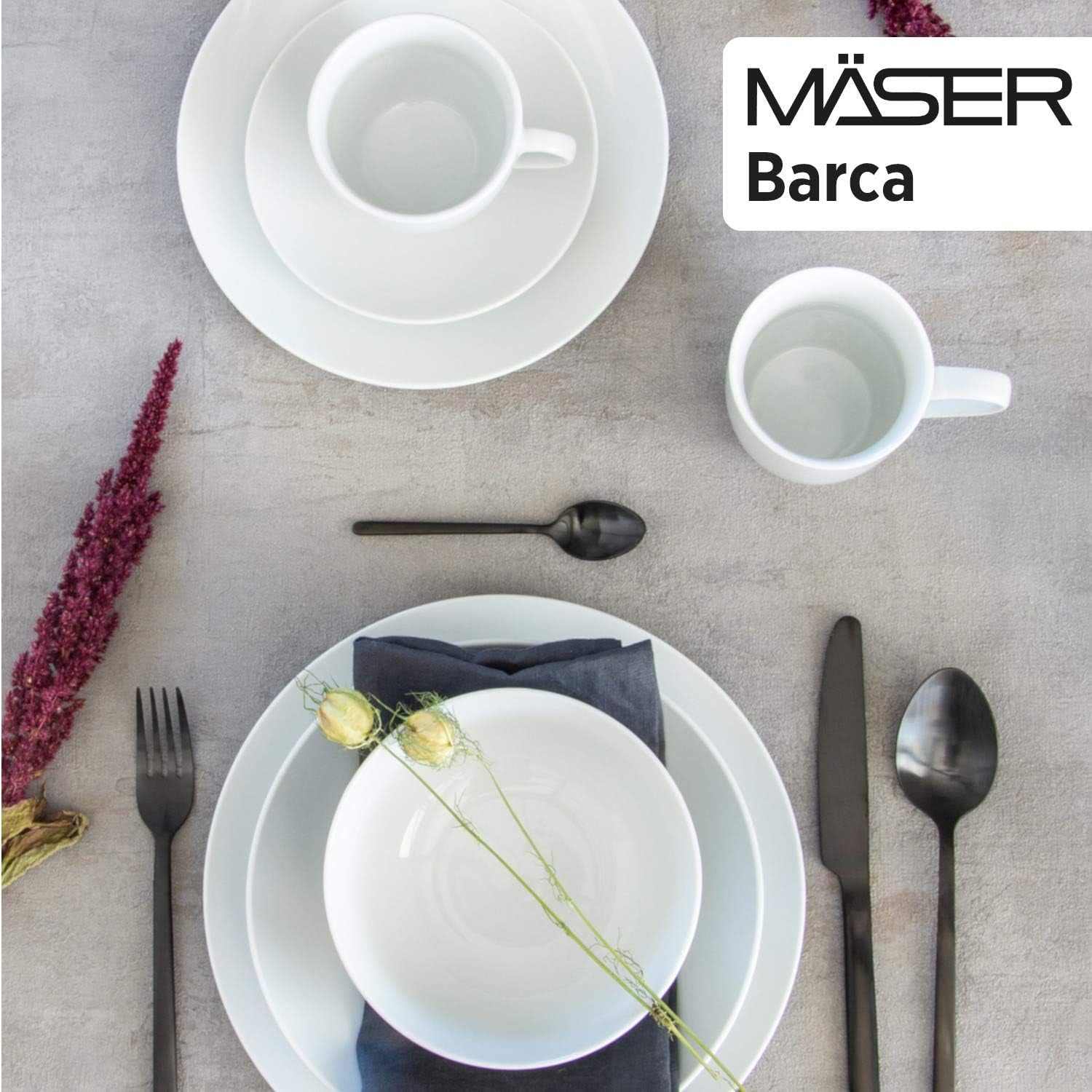 Mäser Kombiservice, Porzellan Barca, Weiß Seturi vesela masa Naty Shop