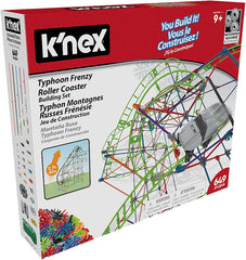 K'NEX 51438 Typhoon Frenzy rutsjebane, 2-i-1 model farverigt byggesæt til drenge og piger, 19 fods legetøj, 640 dele børnebyggesæt til børn i alderen 9 år +