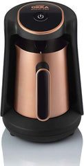 Cafetieră turcească Arzum Okka Minio, Moka, 1-4 căni, vas din oțel inoxidabil de 300 ml, protecție la revărsare, sistem inteligent de preparare, vas lavabil, 480 W, cupru