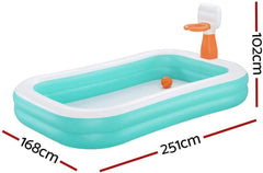 Piscină Bestway Family Dunk N' Splash cu coșuri de baschet 251 x 168 x 102 cm