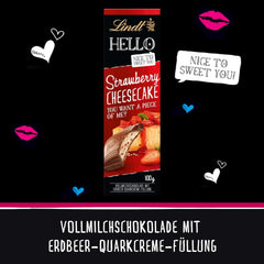 Lindt HEJ Jordbærchokoladecheesecake | Bar 100g | Mælkechokolade med jordbærkvarkcremefyld | Chokoladebar | Chokolade gave