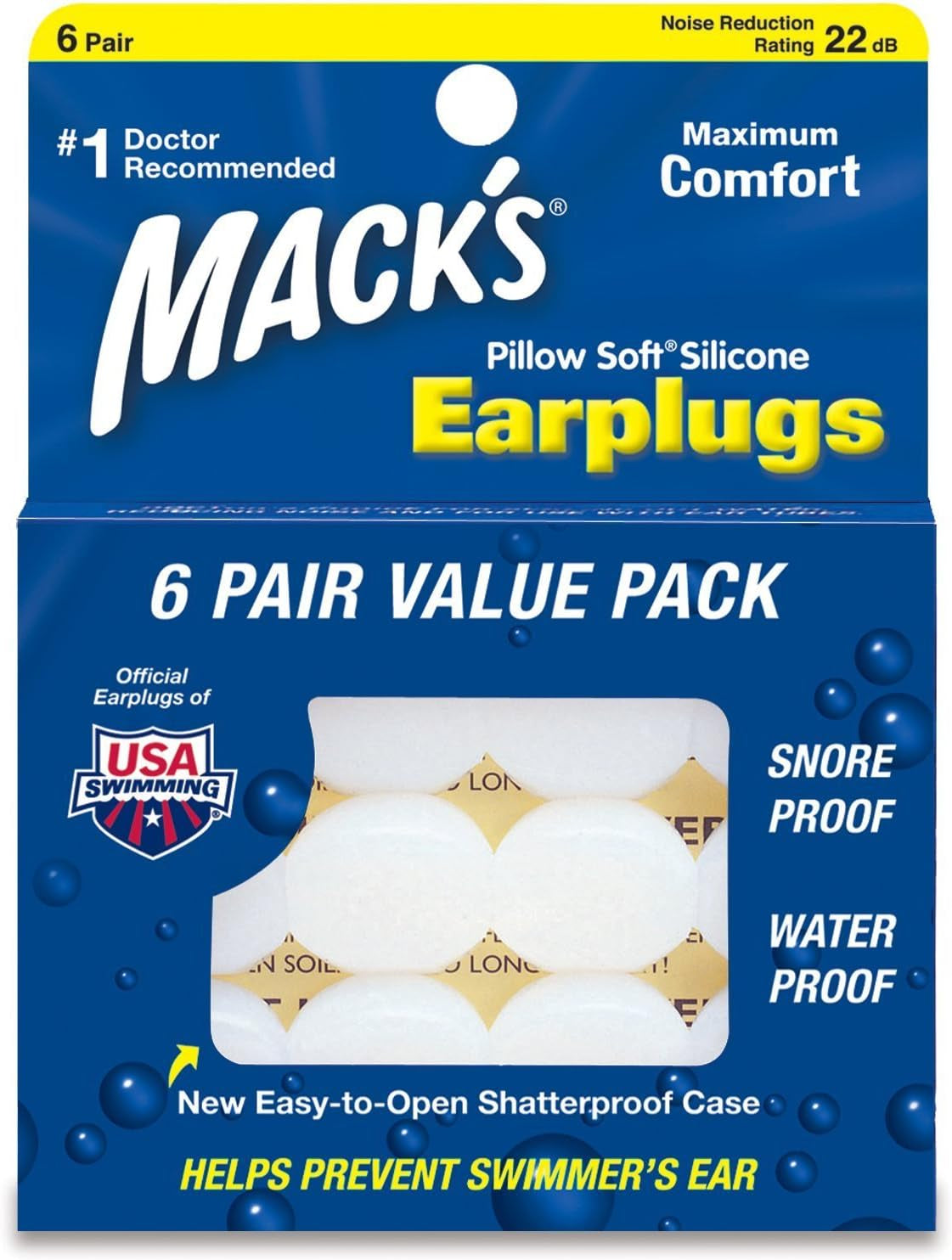 MACK'S Pillow Soft silicon dopuri de urechi, 6 perechi Perne ortopedice cervicale Naty Shop Alb 6 Stück (1Er Pack)