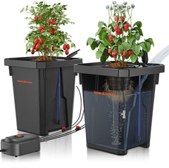 Spider Farmer DWC Hydroponic Grow System 27L/7 Gallon Dybtvandsdyrkning Nyt trekantet lågdesign Cirkulerende dryp havesystem med pottedrypsæt 8W luftpumpe 2 spande