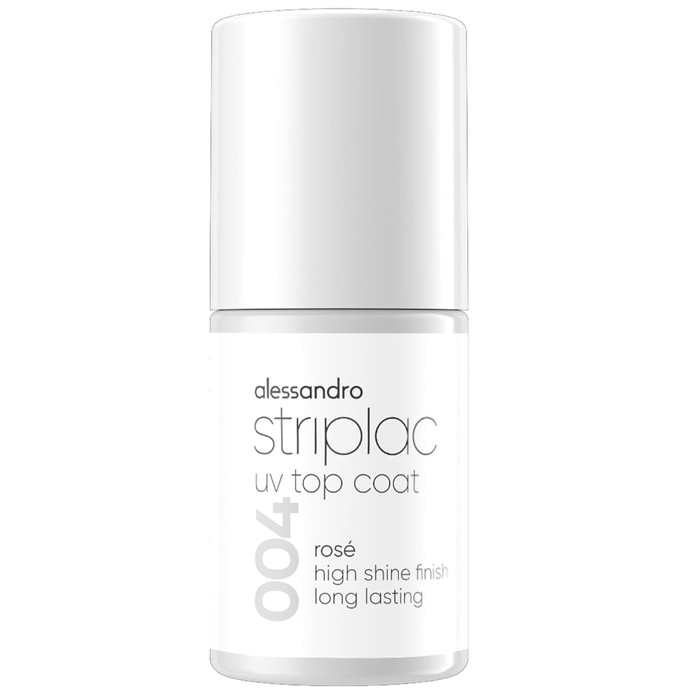 alessandro Striplac UV Top Coat Rosé - Unghii strălucitoare, rezistente la zgârieturi, până la 15 zile - Poate fi folosit cu sau fără culoare - Tehnologie delicată de îndepărtare - Vegan - Roz, Transparent, 6,5 ml