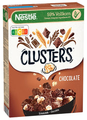 Nestlé CLUSTERS Chokolade, korn lavet med 59% fuldkorn, med chokolade og mandler, indeholder vitaminer, calcium og jern, 1 pakke (1 x 330 g)