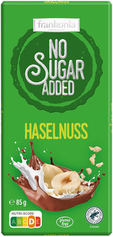 frankonia CHOKOLADE UDEN TILSAT SUKKER Chokolade med hasselnødder, glutenfri, 85 g