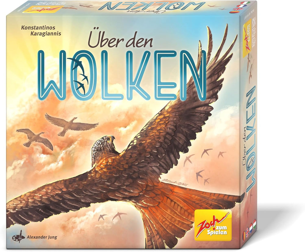 Zoch Above the Clouds - et strategisk trækfuglevæddeløb med manøvrekort, interessante flyformationer, smart timing, et brætspil for strategientusiaster og familier, børn og voksne fra 10 år og opefter