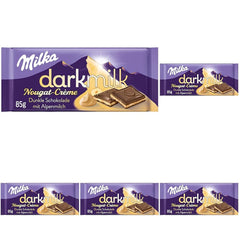 Milka Black Milk – Alpine mørk chokolade med mælk og cremet nougatfyld – 85 g (pakke med 5)