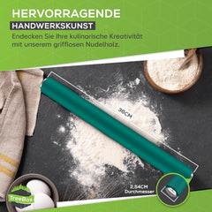 Nudelholz - Teigroller fra Silikon og Edelstahl - Modernes Nudelholz ohne Griffe mit Antihaftwirkung, Fondant og Teig im Handumdrehen ausrollen, Backutensilien