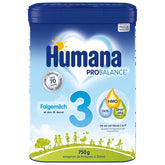 Humana PROBALANCE tilskudsmælk 3, fra 10. måned, mad til babyer efter amning, startmad eller tilskudsmælk 2, ideel til supplerende fodring, 750 g Mor og barn Naty Shop 750 gram