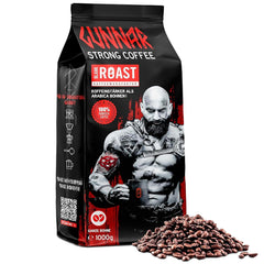 Blank Roast - GUNNAR - 1kg - Ganze Kaffee-Bohnen Extra Stark - Kräftige Robusta-Röstung - 494mg Koffein je Tasse - Würzig & Kraftvoll mit Noten von dunkler Schokolade - Säurearm