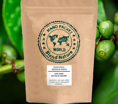 Cafea verde pentru infuzie, 100% naturală cu ghimbir, 500g - Boabe zdrobite de la Cafe Arabica Colombia Excelso - Sferă cadou - Sită pentru infuzie din oțel inoxidabil