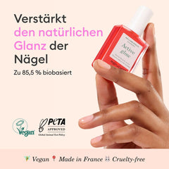 MANUCUIST Nail Care Repair Active Glow Raspberry (Pink) Bio-baseret: Sød mandel, hindbær, nærende og blank neglelak, Transparent Pink Effect - Nude neglelak