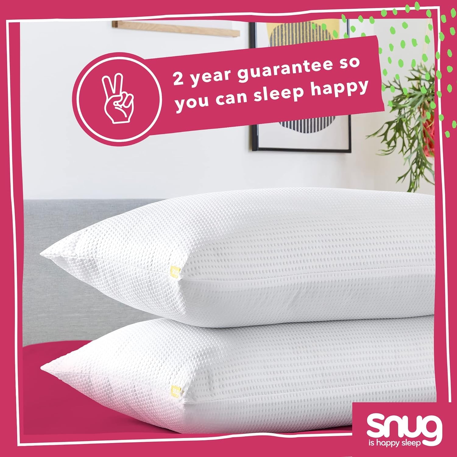 Pernă Snug Blissful Bedtime, calitate hotelieră de lux, suport mediu pentru cei care dorm în față, pe spate și lateral, ecologică, hipoalergenică și lavabilă la mașină, 2 bucăți Perne standard Naty Shop