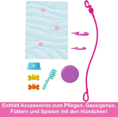 Barbie Dog Duo Duo og tilbehør, inklusive lille hund og stor hund med kørestol, snor, madskål, kæledyrsseng og godbidsknogler, fra 3 år og opefter, HTK37 Naty Shop Dolls