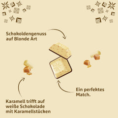 Schogetten Blonde Karamel | Karamel med hvid chokolade og karamelstykker | Chokoladebar 100g | Bekvemt portioneret