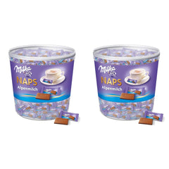 Naps Alpine Milk 1 x 1 kg, Smelt-i-munden Mini Chokolade Firkanter af Fin Alpine Milk Chokolade, æske (pakke med 2)