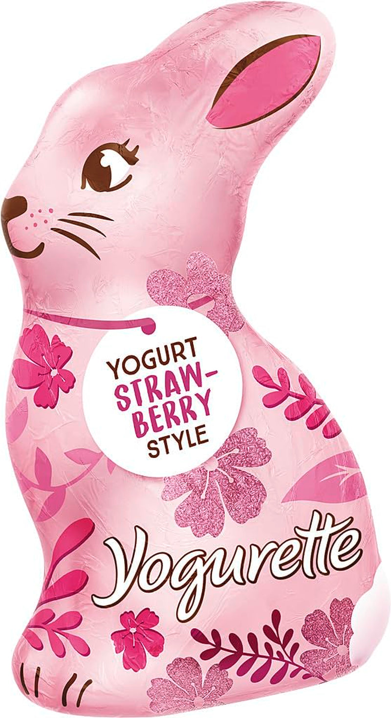 Påskehare med yoghurt 75 g – Chokoladehare til påske – Hvid chokolade med yoghurt og frugtagtige jordbærchips – Chokoladehare til påske og påske Kurv – Chokoladegave – påskegave