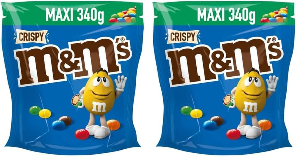 M&M'S sprøde, chokolade sprøde linser og sprøde center, chokolade, 1 pakke (1 x 340 g) (pakke med 2)