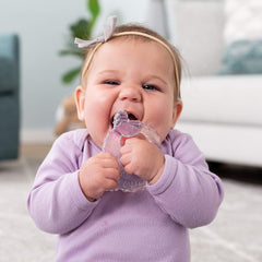 Infantino 316564-01 Inele de dentiție transparente Infantino – Inel de dentiție moale, fabricat din material non-toxic, pentru dezvoltarea senzorială și susținerea dentiției, multicolor