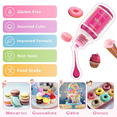 Sæt med 12 flydende madfarver, 10 ml Naty Shop