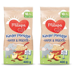 Milupa babygrød - havre- og frugtgrød 10 måneder til 3 år babymad 1 x 400 g (pakke med 2)