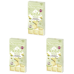 Schogetten Fistic Alb | Ciocolată albă cu umplutură de cremă de fistic | 100 g | Porționat convenabil (pachet de 3)