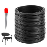 65M Kunststoff Rattan Reparaturmaterial, Flach Gewebtes Pe-Rattan Mit Webwerkzeug Für Outdoor Möbel, Garten, Terrasse, Rattan-Stuhl, Tisch, Sitzbank Sehr Langlebig, Schwarz