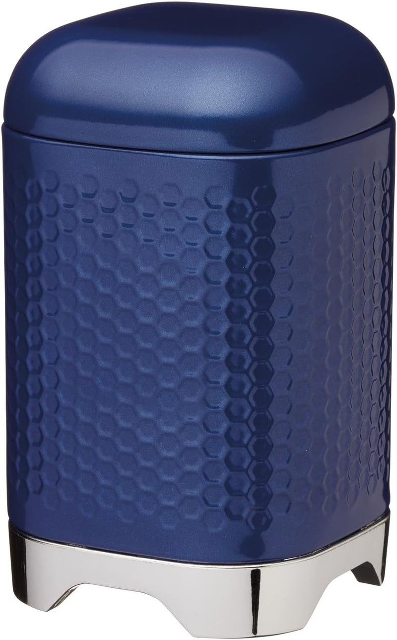 KitchenCraft Lovello caddy pentru ceai, caddy din oțel alb, suprafață texturată, stil 1950 cu capac, pentru ceai vrac și pliculețe de ceai, 11 cm x 11 cm x 19 cm, Ice White