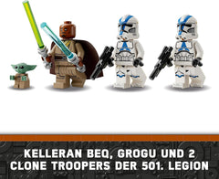 LEGO Star Wars Escape With The BARC Speeder, Mandalorian-sættet, Legetøjscykel med sidevogn, Indeholder figurerne Kelleran Beq og Grogu, Gave til drenge og piger fra 8 år 75378 Byggesæt Beuche den LEGO-Store