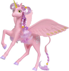 Simba 109480092 - Mia and Me Unicorn Kyara, cu aripi mobile, agrafe de păr și perie pentru coafat, 20 cm, vârste 3+, roz
