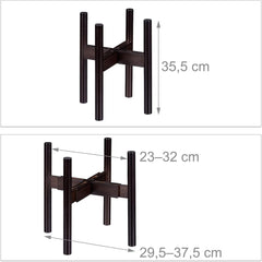 Relaxdays Suport pentru flori din bambus, reglabil individual, pentru ghivece de flori de până la 32 cm, suport pentru plante, H: 35,5 cm, maro, 1 bucată 10028823