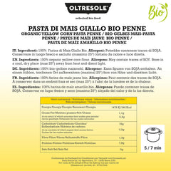 Pasta di Mais Giallo Biologica Italiana Glutenfri, Formato Penne - glutenfri pasta, 100% farina di mais giallo økologisk, vegansk, confezione da 3 pacchi på 350 g