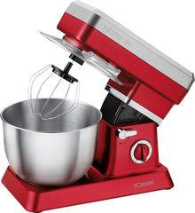 Bomann KM 398 CB Küchenmaschine, 8 Geschwindigkeitsstufen (0/1/2/3/4/5/6 + Puls), 6,3 Liter Edelstahlschüssel Für Max. 3–3,5 kg Teigzubereitung, 1200 Watt, Rot Mother and Child Naty Shop