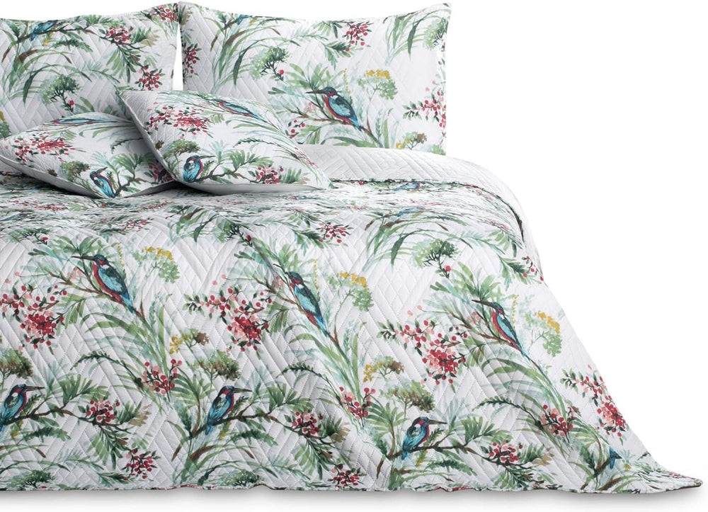 Ameliahome Sengetæppe Sengetæppe 260X280 Cm To sider Nem pleje Quiltning Plantemønster Fuglemønster Multicolor Kingfisher Senge og tæpper Besuche den AmeliaHome-Store Kingfisher 260 X 280